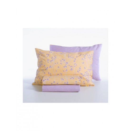 Nef-Nef Homeware Floriva Σετ Σεντόνια Υπέρδιπλα με Λάστιχο 160x200+35εκ. Κίτρινο (4τμχ)