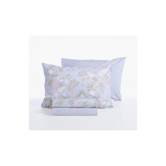 Nef-Nef Homeware Dreamel Σετ Σεντόνια Υπέρδιπλα με Λάστιχο 160x200+35εκ. Γαλάζιο (4τμχ)