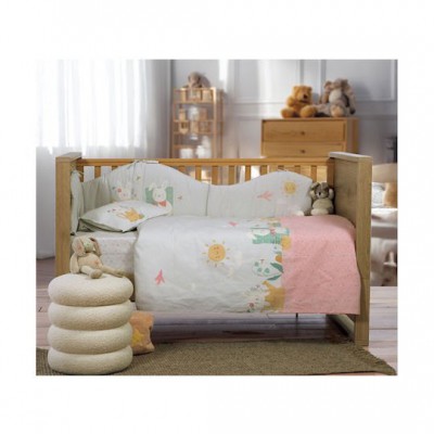 Nef-Nef Homeware Σετ Βρεφικά Σεντόνια Κούνιας Βαμβακερά Pic Nic Together Τιρκουάζ 120x170εκ.