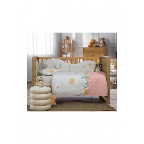 Nef-Nef Homeware Σετ Βρεφικά Σεντόνια Κούνιας Βαμβακερά Pic Nic Together Τιρκουάζ 120x170εκ.