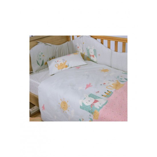 Nef-Nef Homeware Σετ Βρεφικά Σεντόνια Κούνιας Βαμβακερά Pic Nic Together Τιρκουάζ 120x170εκ.