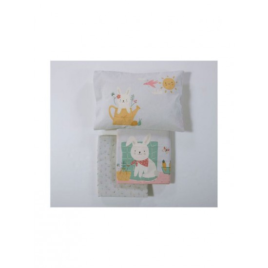 Nef-Nef Homeware Σετ Βρεφικά Σεντόνια Κούνιας Βαμβακερά Pic Nic Together Τιρκουάζ 120x170εκ.