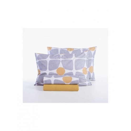 Nef-Nef Homeware Casual Σετ Σεντόνια Υπέρδιπλα με Λάστιχο 160x200+35εκ. Κίτρινο (4τμχ)