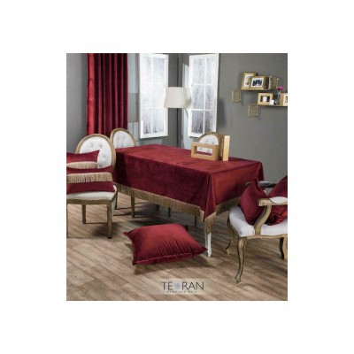 Teoran Μαξιλάρι Καναπέ Με Γέμιση Velvet Με Κρόσια 10 Bordo 45x45εκ.