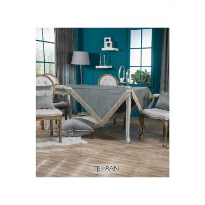 Teoran Καρέ Τραπεζομάντηλο Velvet με Κρόσι 11 140x140εκ.