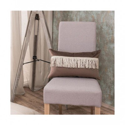 Teoran Διακοσμητική Μαξιλαροθήκη Velvet Με Κρόσια 03 Brown 45x45εκ.