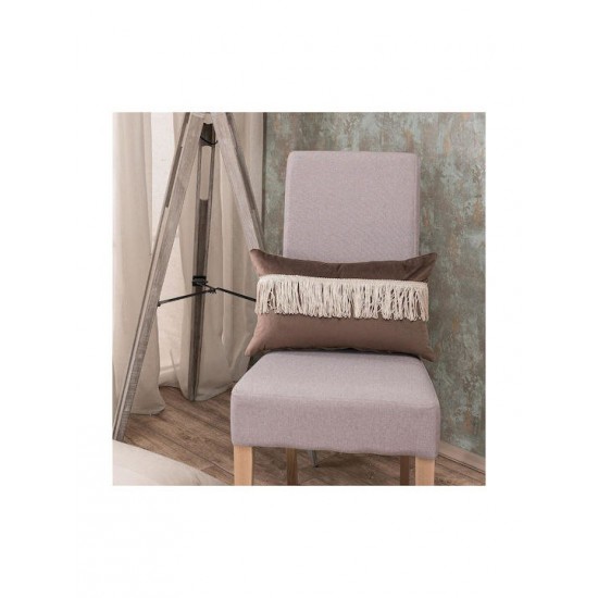 Teoran Διακοσμητική Μαξιλαροθήκη Velvet Με Κρόσια 03 Brown 45x45εκ.