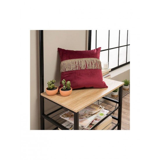 Teoran Μαξιλάρι Καναπέ Velvet Με Κρόσια 10 Bordo 45x45εκ.