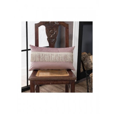 Teoran Διακοσμητική Μαξιλαροθήκη Velvet Με Κρόσια 12 Purple 30x50εκ.