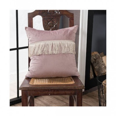 Teoran Μαξιλάρι Καναπέ Με Γέμιση Velvet Με Κρόσια 12 Purple 45x45εκ.