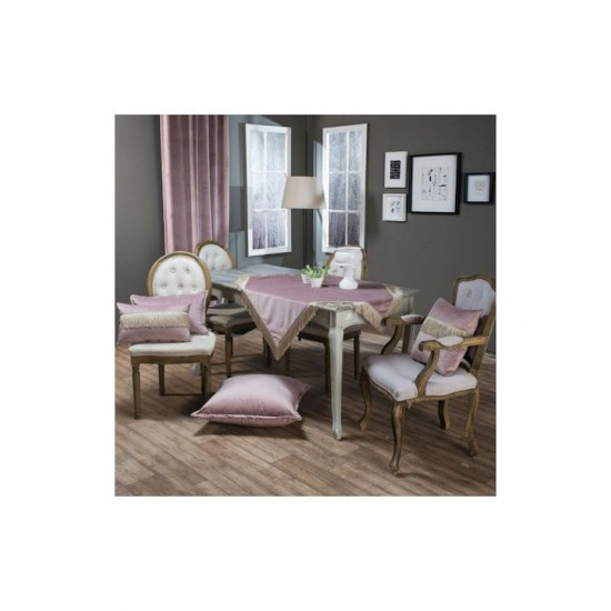 Teoran Διακοσμητική Μαξιλαροθήκη Velvet Με Κρόσια 12 Purple 45x45εκ.