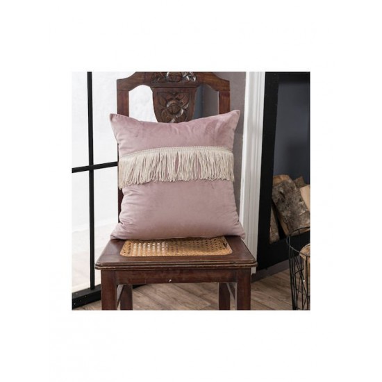 Teoran Διακοσμητική Μαξιλαροθήκη Velvet Με Κρόσια 12 Purple 30x50εκ.