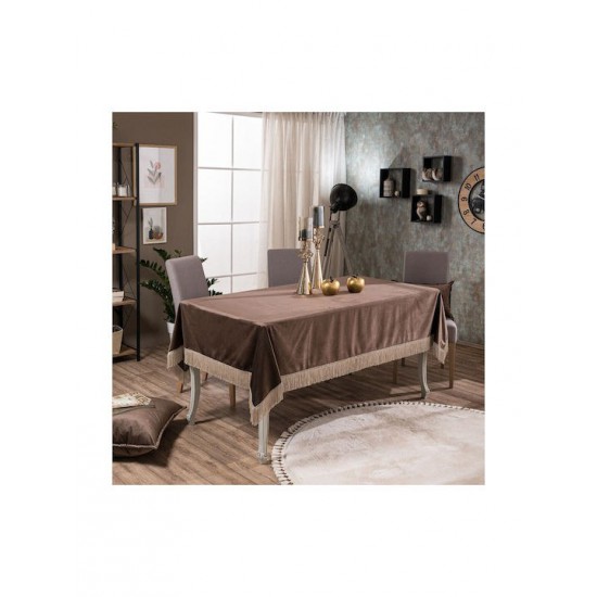 Teoran Διακοσμητική Μαξιλαροθήκη Velvet Με Κρόσια 03 Brown 45x45εκ.