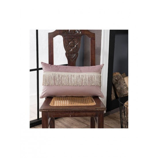 Teoran Μαξιλάρι Καναπέ Με Γέμιση Velvet Με Κρόσια 12 Purple 45x45εκ.