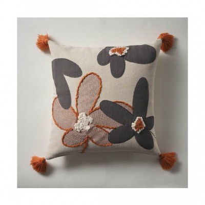 Gofis Home Διακοσμητική Μαξιλαροθήκη Louise 265 από 100% Βαμβάκι 265 Grey-terra 45x45εκ.