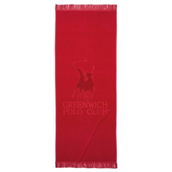 Greenwich Polo Club 3657 Πετσέτα Θαλάσσης Βαμβακερή Κόκκινη με Κρόσσια 190x90εκ.