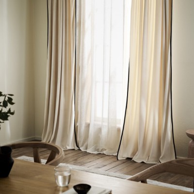 Gofis Home Κουρτίνα με Τρέσα Black 712 Εκρού 140x280εκ.