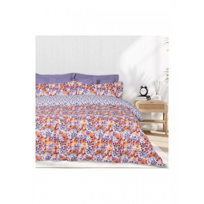 Das Home Casual 5430 Σετ Σεντόνια Υπέρδιπλα με Λάστιχο 170x200+35εκ. Orange, Purple (3τμχ)