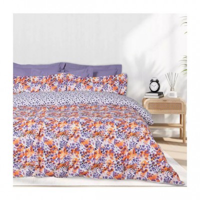 Das Home Casual 5430 Σετ Σεντόνια Υπέρδιπλα με Λάστιχο 170x200+35εκ. Orange, Purple (3τμχ)