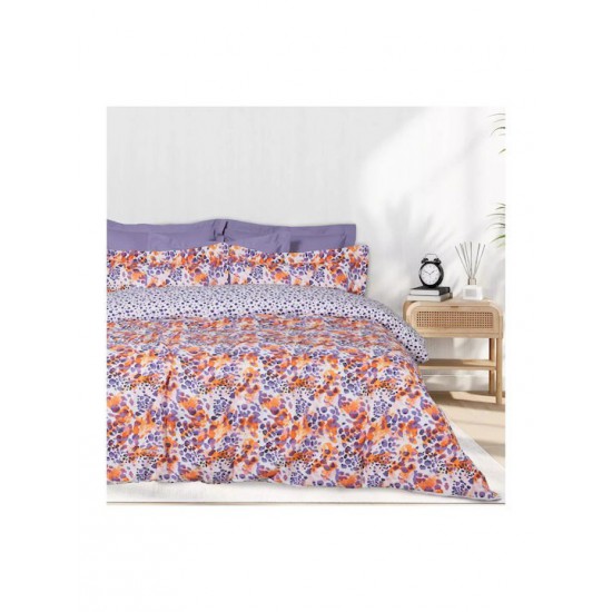 Das Home Casual 5430 Σετ Σεντόνια Υπέρδιπλα με Λάστιχο 170x200+35εκ. Orange, Purple (3τμχ)