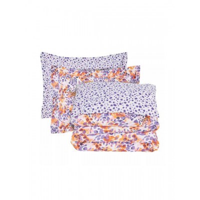 Das Home Casual 5430 Σετ Σεντόνια Υπέρδιπλα με Λάστιχο 170x200+35εκ. Orange, Purple (3τμχ)