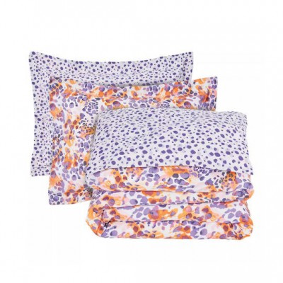Das Home Casual 5430 Σετ Σεντόνια Υπέρδιπλα με Λάστιχο 170x200+35εκ. Orange, Purple (3τμχ)