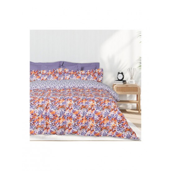 Das Home Casual 5430 Σετ Σεντόνια Υπέρδιπλα με Λάστιχο 170x200+35εκ. Orange, Purple (3τμχ)