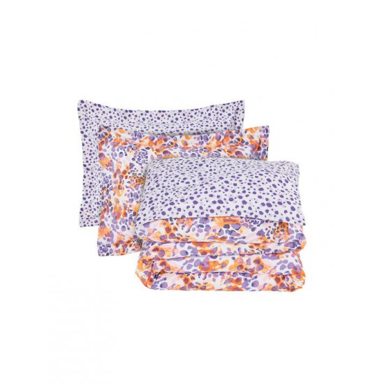 Das Home Casual 5430 Σετ Σεντόνια Υπέρδιπλα με Λάστιχο 170x200+35εκ. Orange, Purple (3τμχ)